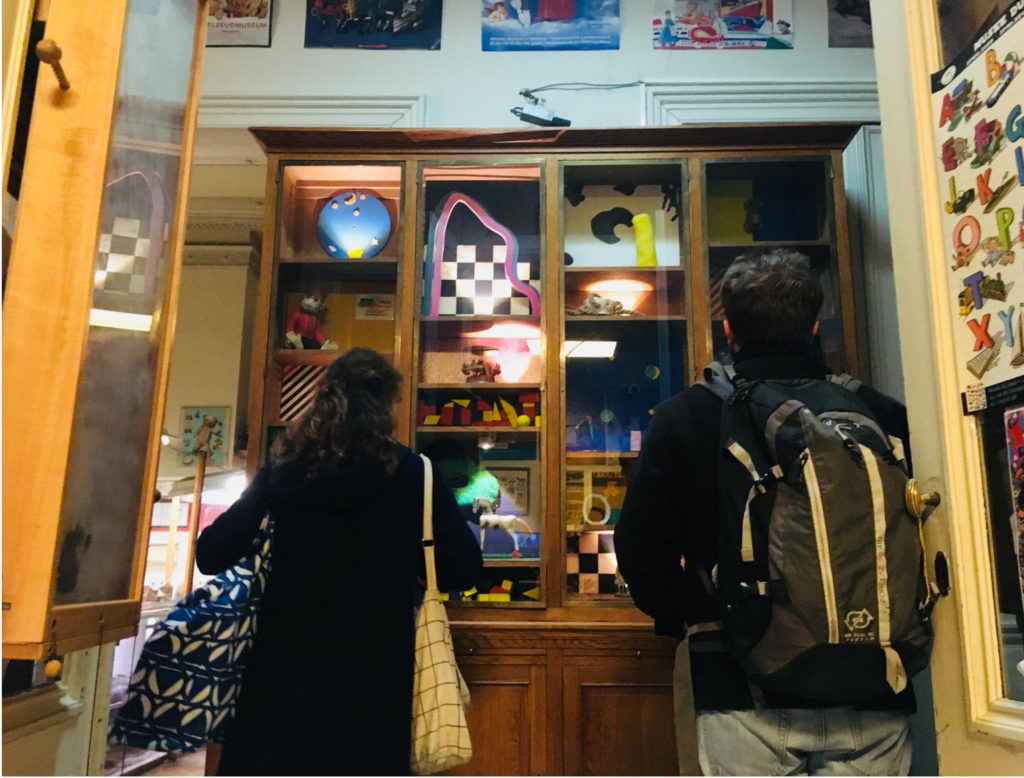 CLAIRE EBENDINGER, THE AVENGER, THE WOLF, AND THE MERMAID, IN SITU INSTALLATION AT BRUSSEL’S TOYS MUSEUM, MIXED MEDIA